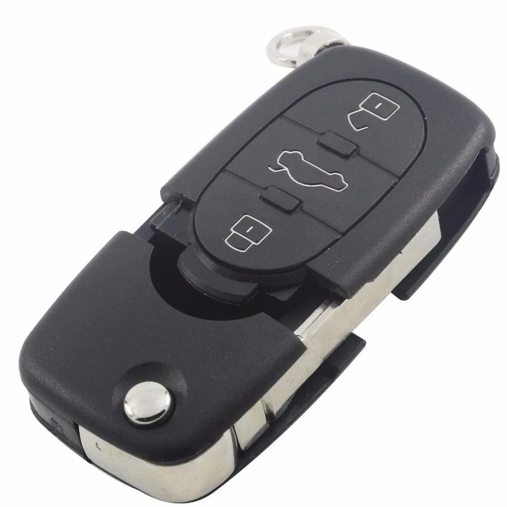 Jingyuqin Remote 4 Buttons 3+1 Panic Car Key Fob Cover Shell Case For Audi A4 A6 A8 S4 S6 S8 CABRIOLET ALLROAD TT FLIP FOLDING