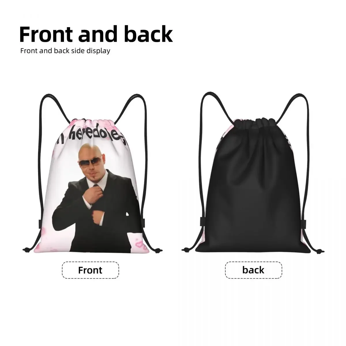 Mr World Pitbull Drawstring Backpack Women Men Gym Sport Sackpack Portable American Rapper Singer Shopping Bag Sack