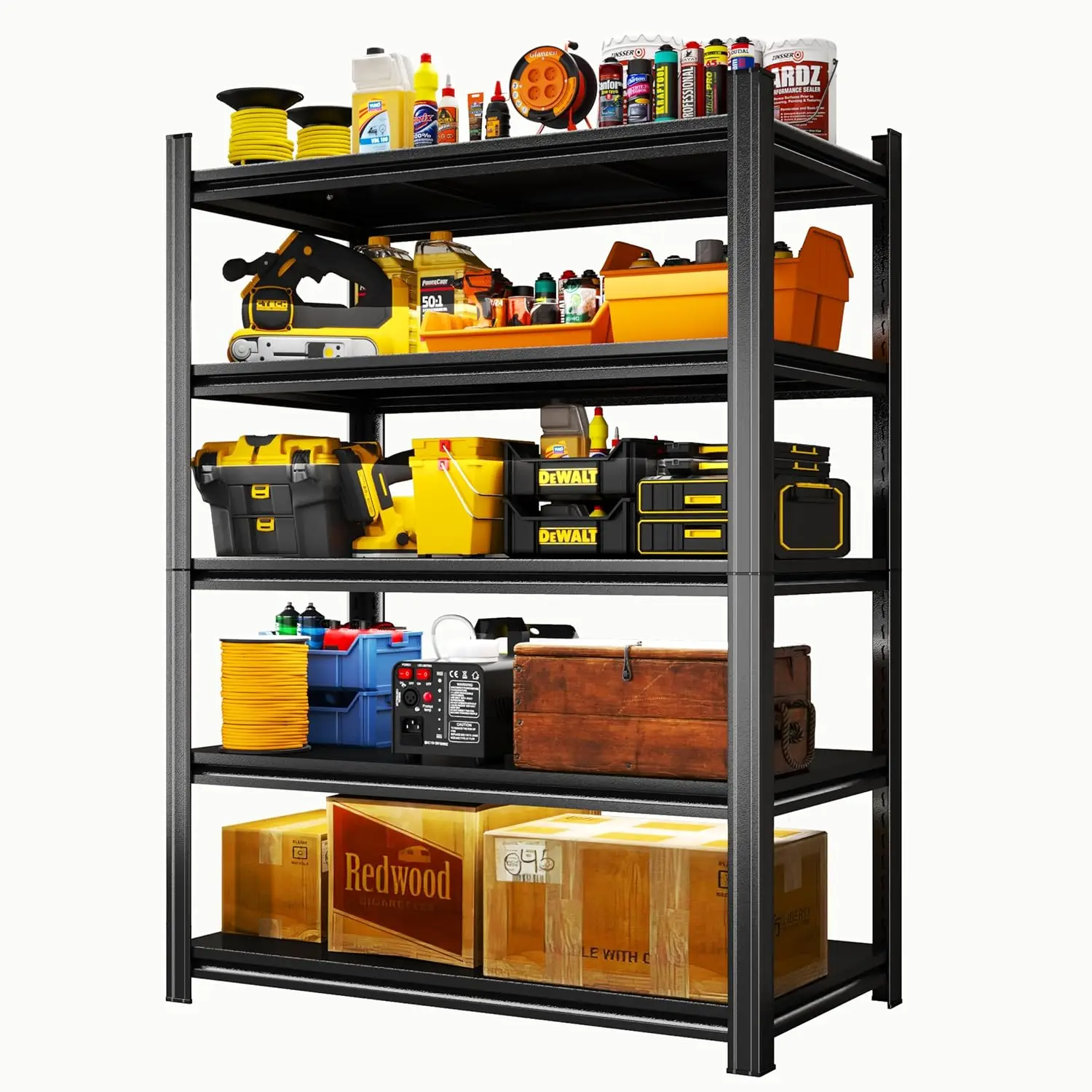 

5-уровневые регулируемые усиленные стеллажи для гаража, разборные стальные полки, металлические стеллажи для индивидуальной организации хранения