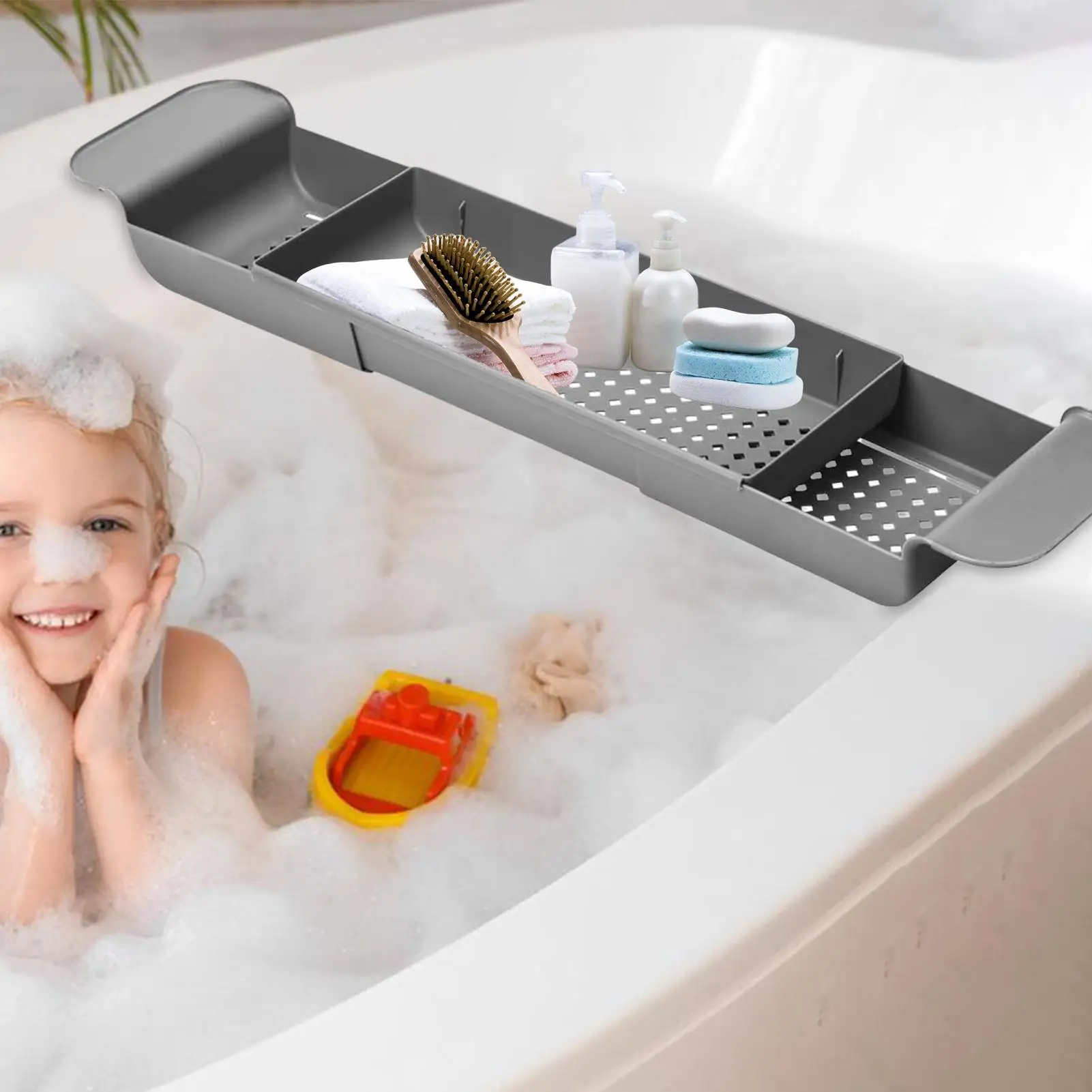 

Bathtub Shelf Extendable Bathroom Bathtub Tray Shower Caddy Bath Tub Rack Towel Book Holder Storage Organizer Accessories