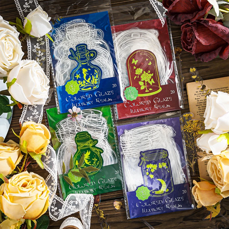 

4 упаковки/лот, серия «Стеклянная иллюзия», милая ретро декоративная наклейка для домашних животных