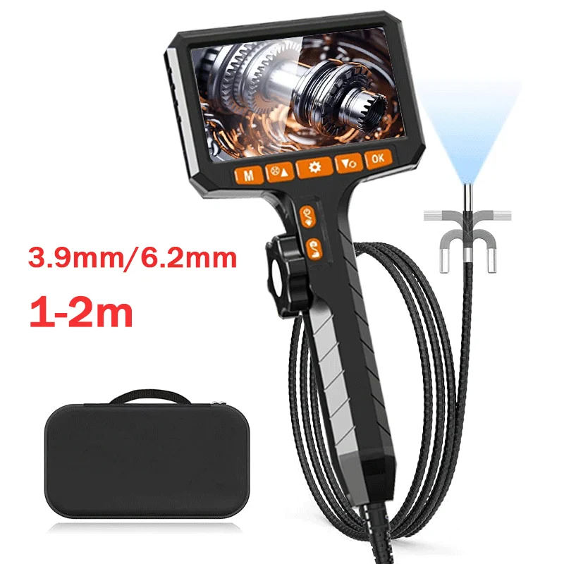 

360° Two-Way Rotary Articulating Endoscope Camera HD 1080P 3.9mm Car Inspection Borescope Industrial Endoscope 1-2m Cable