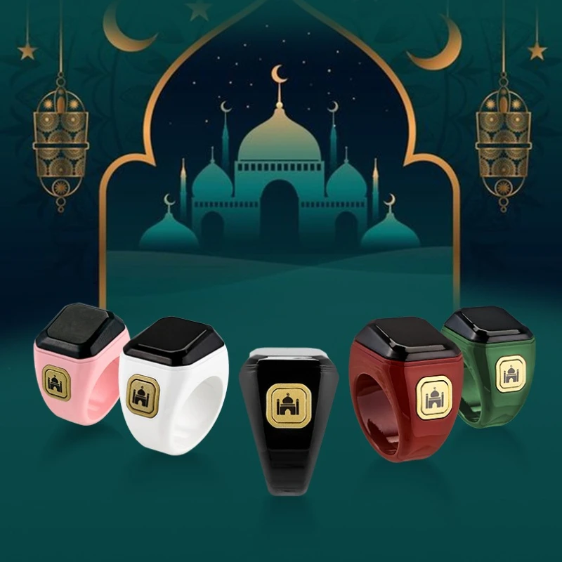 Smart Zikr Ring مدح تسبيح عداد رقمي إلكتروني للمسلمين وقت الصلاة الاهتزاز تذكير مقاوم للماء