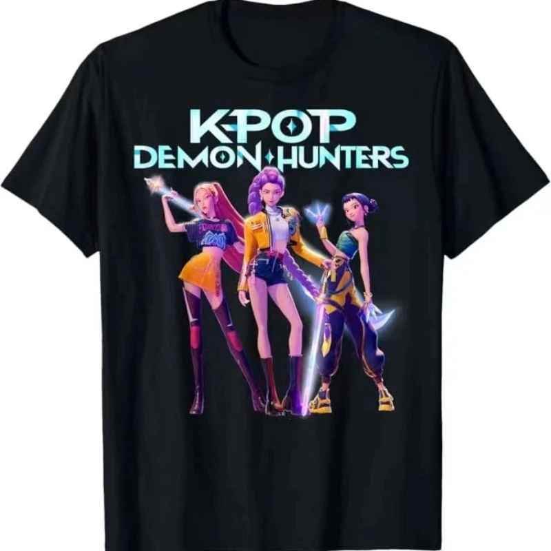 Kpop شيطان هنتر المرأة موضة الهيب هوب Y2K المعتاد تي شيرت الصيف الرجال عادية شارع العليا الشرير قصيرة الأكمام بلايز تي شيرت #4
