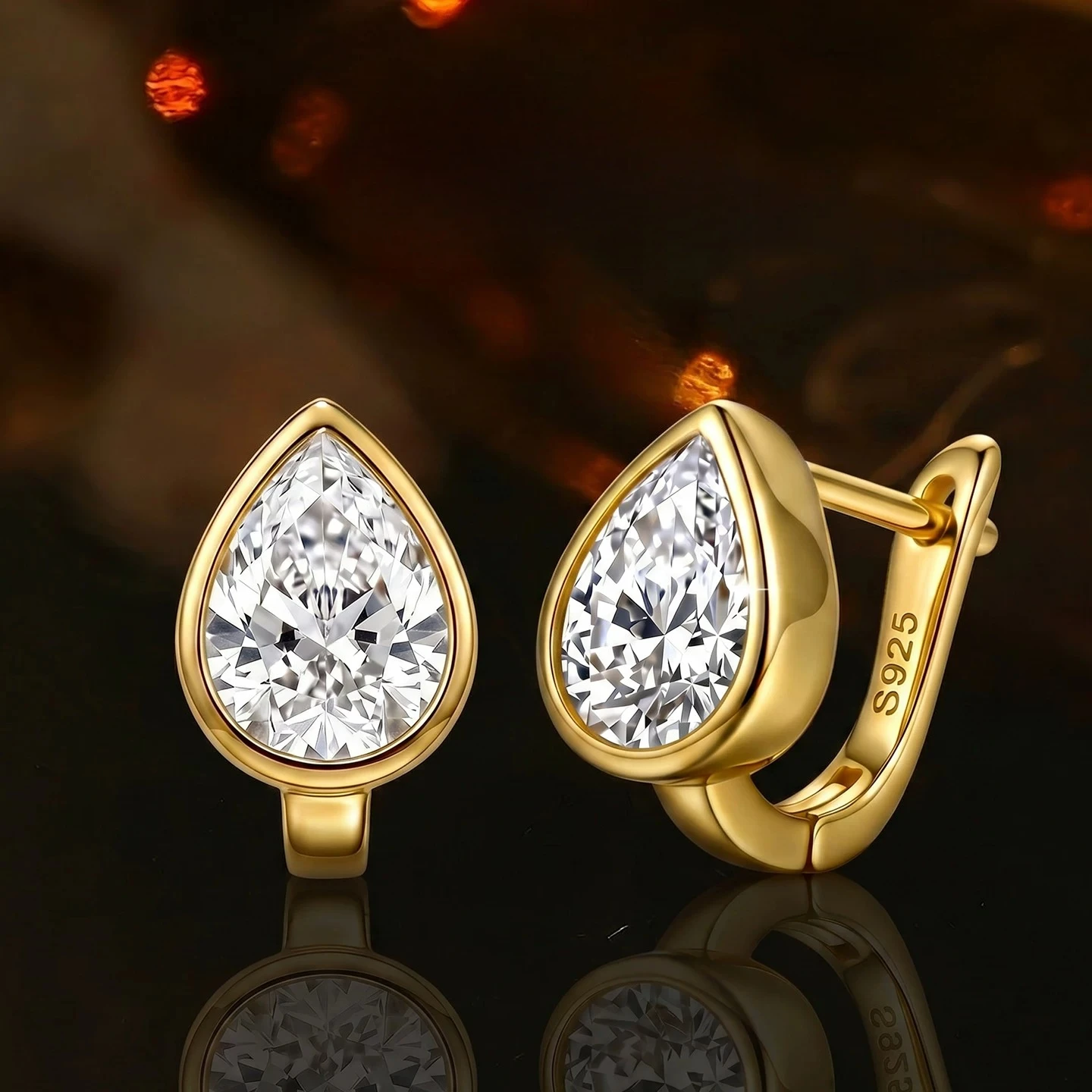 S925 sterling silver small tears atmosphere water droplet zircon ear buckle package with earrings versatile light luxury jewelry