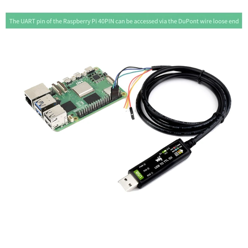 Waveshare Industrial USB To TTL (D) Serial Module Cable FT232RNL 300Bps-3Mbps For Raspberry Pi 5 Serial Port Debugging Module