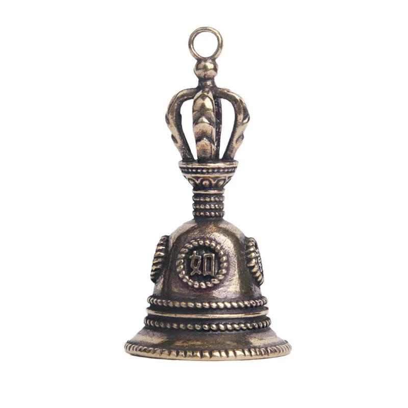 Brass Tibetan Style Hand Cranked Diamond Bells Buckles Keychain Pendants Auspicious Copper Bells Wind Chimes Small Ware Hooks