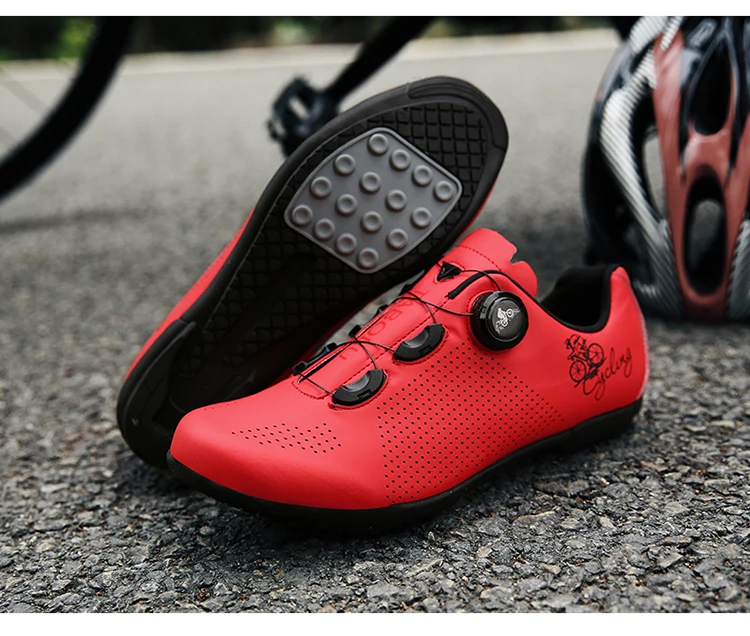 Rennradschuhe für Herren und Damen, Selbstverriegelnde Speed-Fahrradschuhe mit SPD-Klammern, Flacher Sohle für MTB-Radsport – Detail 24