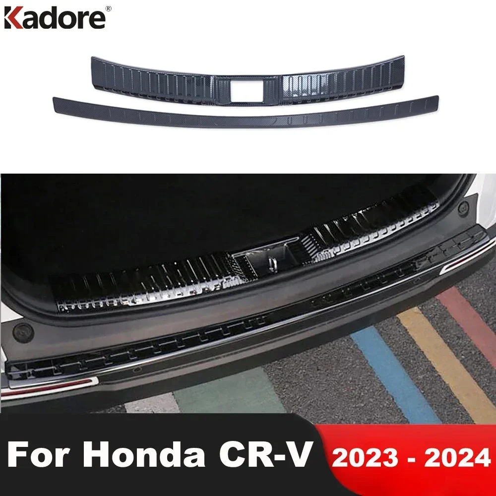 For Honda CRV CR-V 2023 2024 Steel Rear Trunk Bumper Cover Trim Tailgate Door Sill Plate Protector Guard Pad Car Accessories