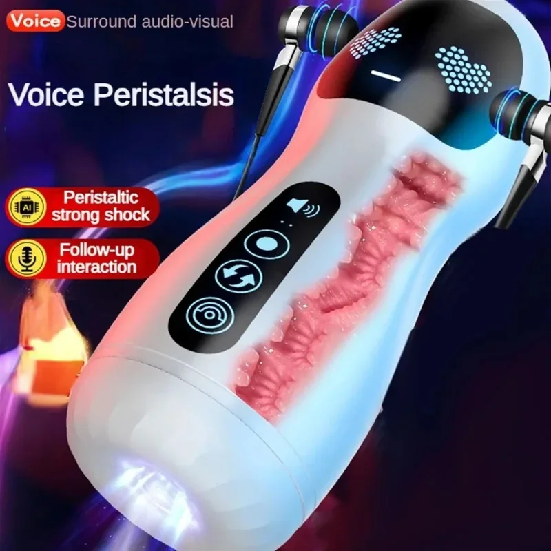 Männer Smart Aircraft Cup Elektrische Masturbator 3D Starke Schock Heizung Feste Klemmung Masturbator Lange Batterie Lebensdauer Erwachsene Sex Spielzeug