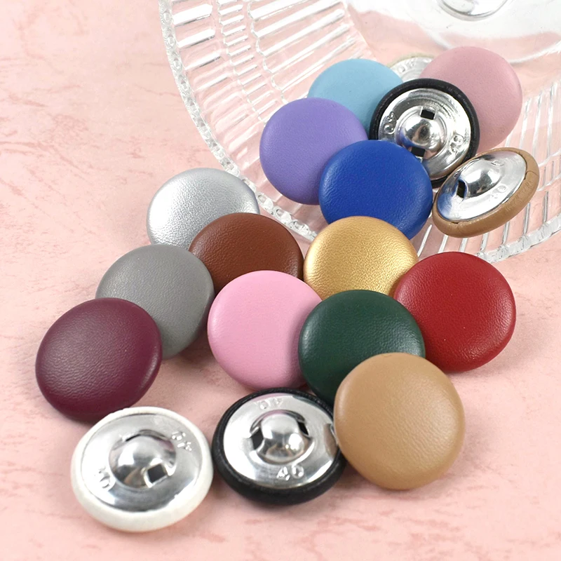

50Pcs 11-28mm Leather Round Shank Button for Jacket Coat Decorative Buttons Replace Clothing Round Buckle DIY Sewing Accessories