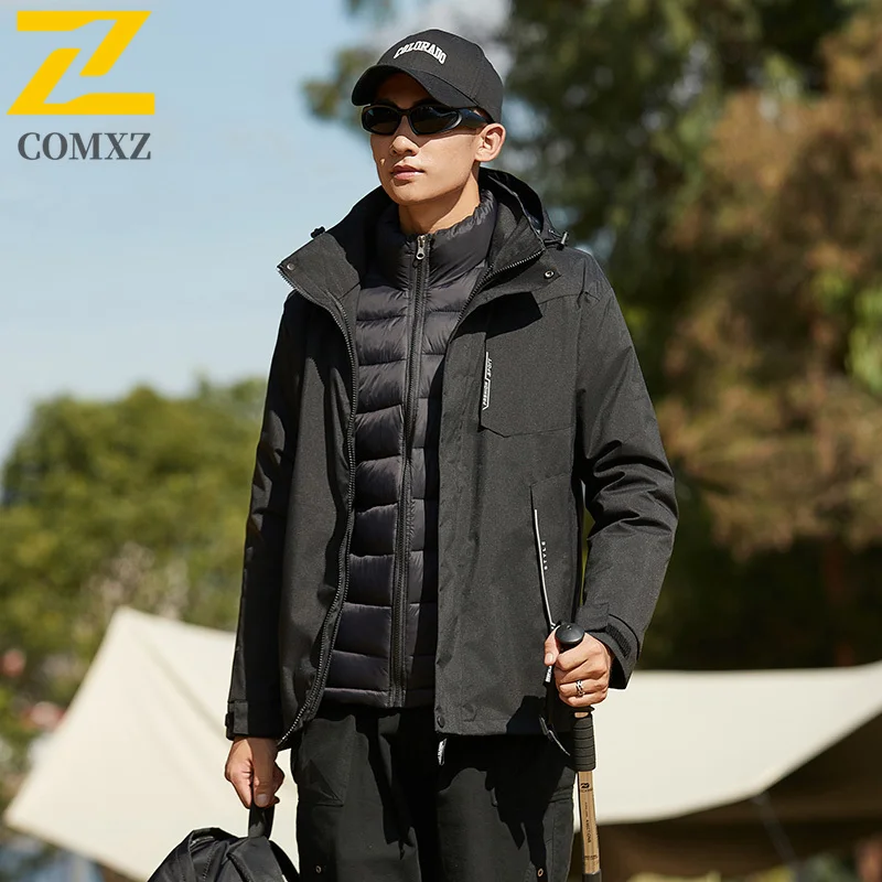 

EiAO windbreaker Couple's 2-in-1 Down Waterproof Windproof Detachable Thermal Outdoor Coat for Winter Camping Fishing 2025