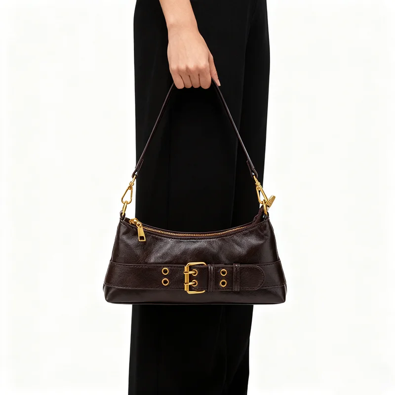 

Роскошная сумка на плечо с пряжкой, универсальная сумка для подмышек для женщин, модный длинный кошелек в форме полумесяца, сумка в стиле ретро, сумка для мотоцикла Y2k