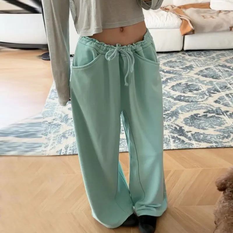 Breathable Cotton Summer Retro Lazy Wind Drawstring Adjustable Bud Waist Loose Casual Pants