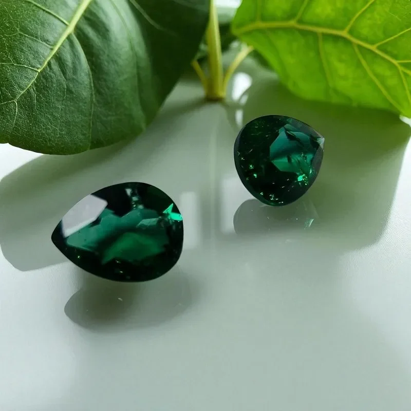 

Lab Grown Zambian Emerald- Hydrothermal,Pear Shape Hand-Cut, Selectable AGL Certificate For Jewelry Making