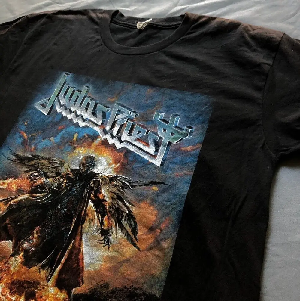 Judas Priest Redeemer of Souls Black T-Shirt Adult Size Large Heavy Band Short Sleeve Tops Tees Cotton Print Tshirts