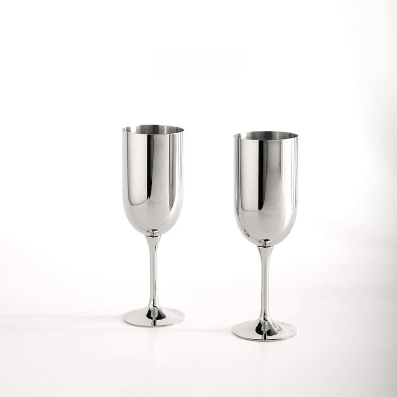 European stainless steel red wine glass goblet wine glass hotel wine set stainless steel tray decorative ornament