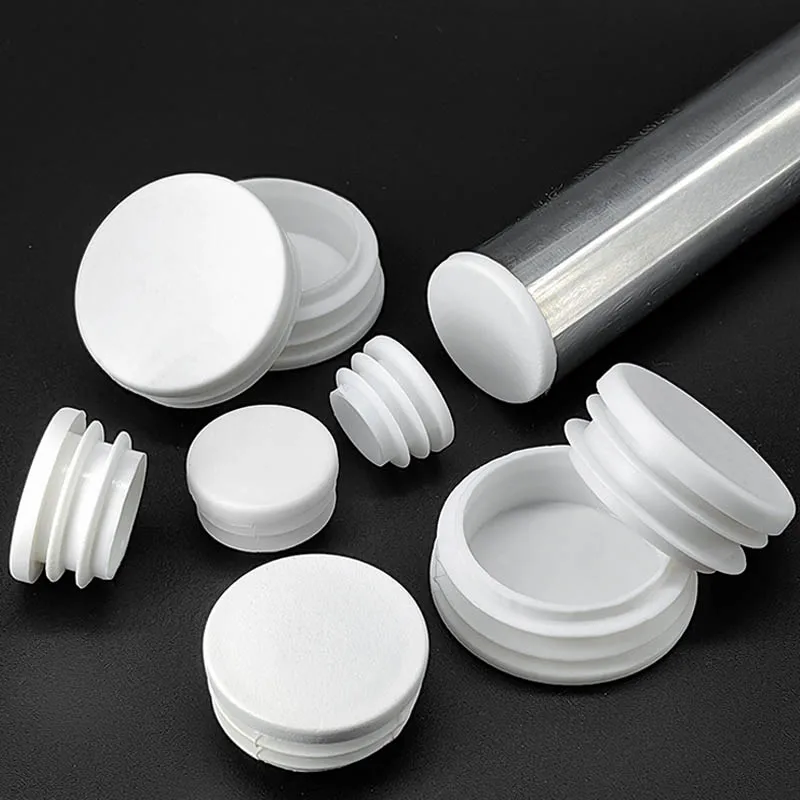 4/6/8/10PCS White Plastic Round Dust Cover End Caps Cap  Inserts Bung Stainless Steel Pipe Plug Diameter13-76mm