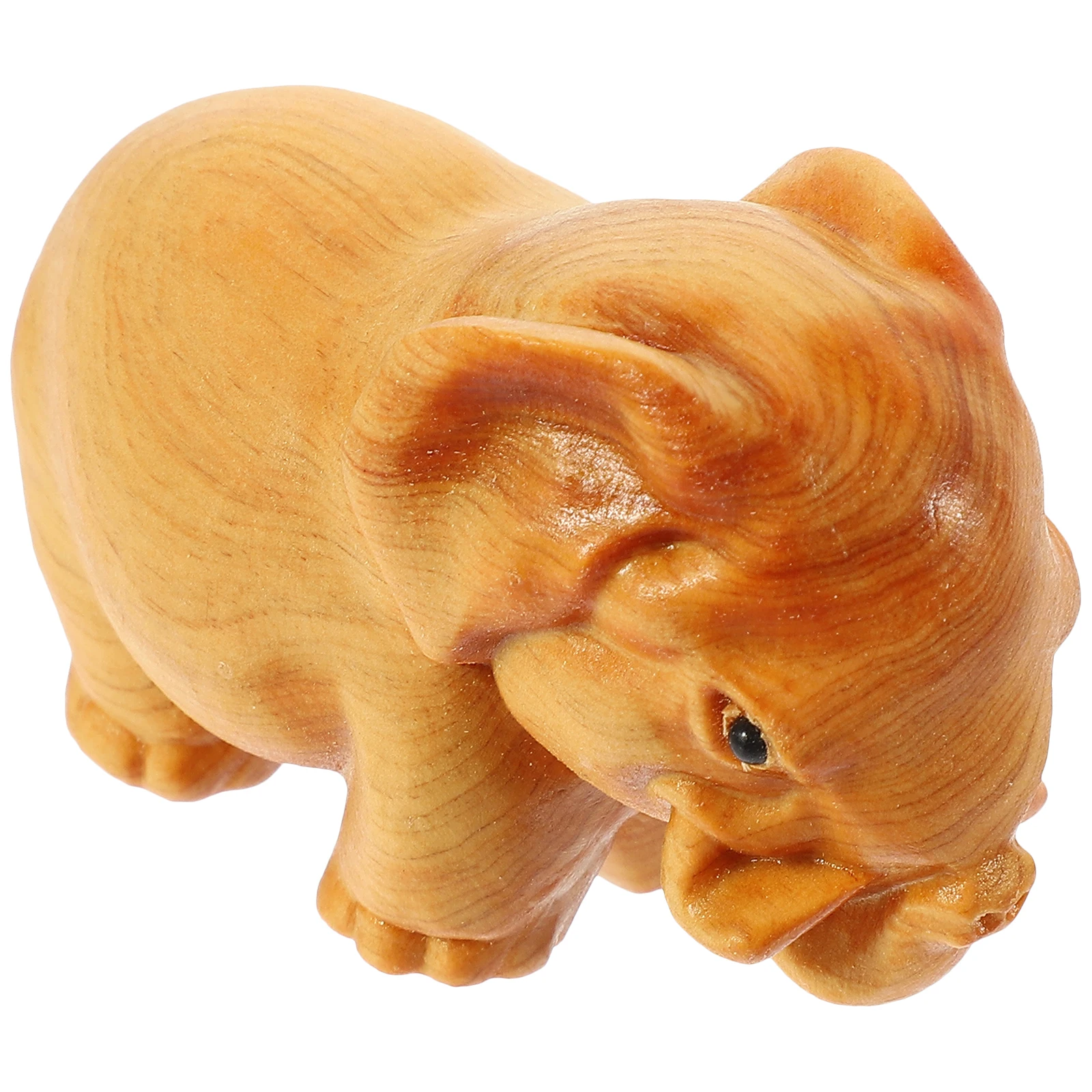 

1 Wooden Elephant Carving Home Decor Statue Cute Animal Ornament Desk Sculpture Living Room Porch Model Wooden Craft