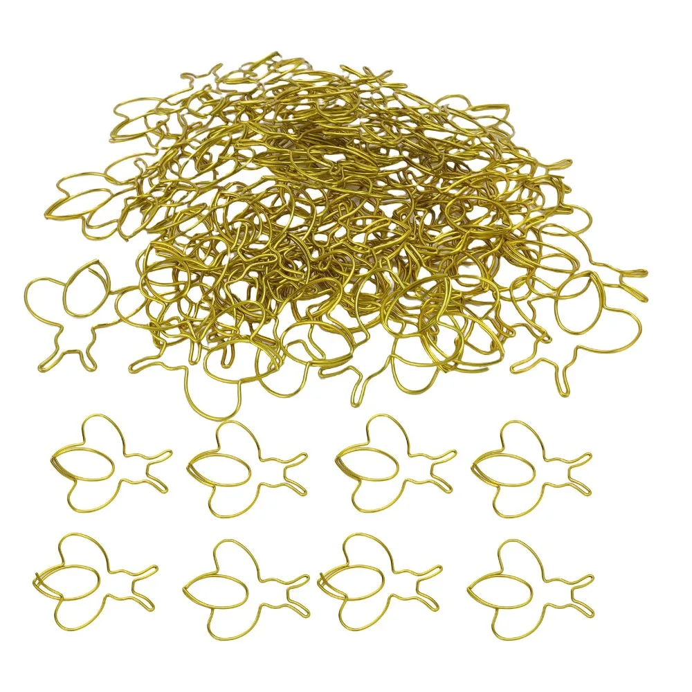 

80Pcs Bee Shape Cartoon Bee Paper Clips Fun 30*30mm Bee Shaped Bookmarks Clips Gold / Silver with Transparent Box Paper Clips