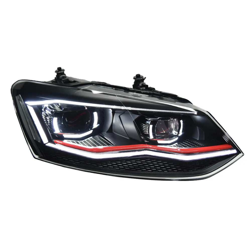 ee-For VW Polo MK5 6R 6C 2009-2018 LED Headlight Assembly Bi Projector Lens DRL Sequential Turn Signal Upgrade