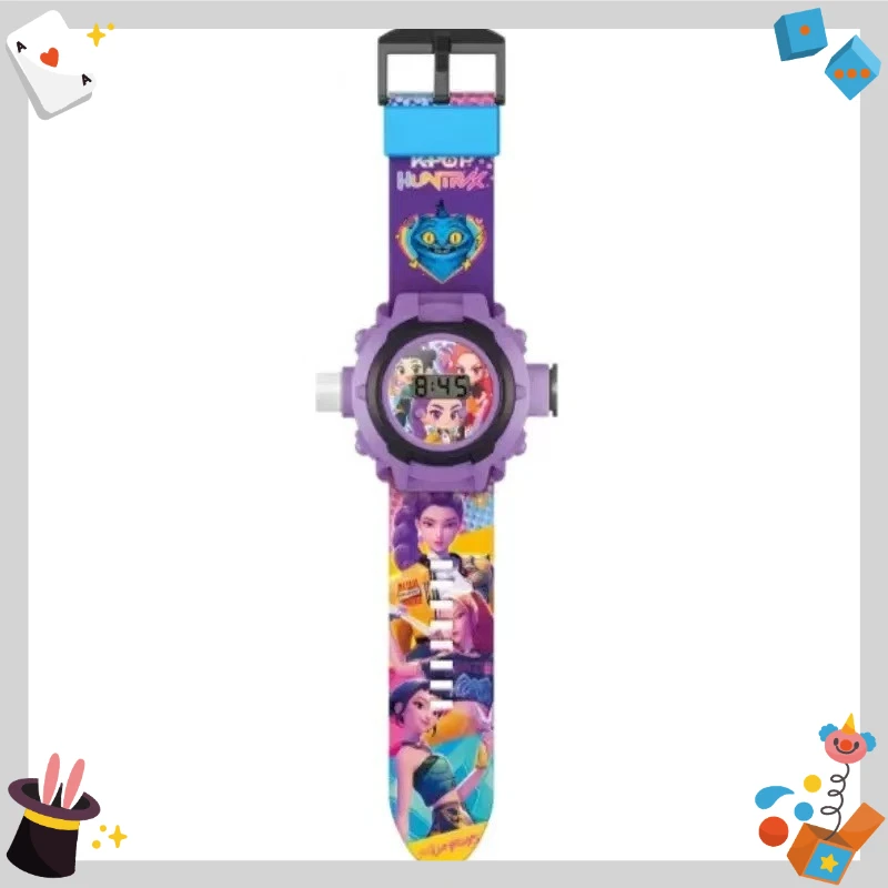 케이팝 마녀 사냥꾼 팀 24 패턴 3D 프로젝션 시계 소닉 액션 피규어 어린이 플립 시계 프로젝터 장난감 어린이 생일 선물 ﻿