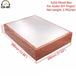 380x280x70mm Solid Wood Aluminum Enclosure Case Box Chassis for Vintage Audio Amplifier DAC CD Player DIY Project