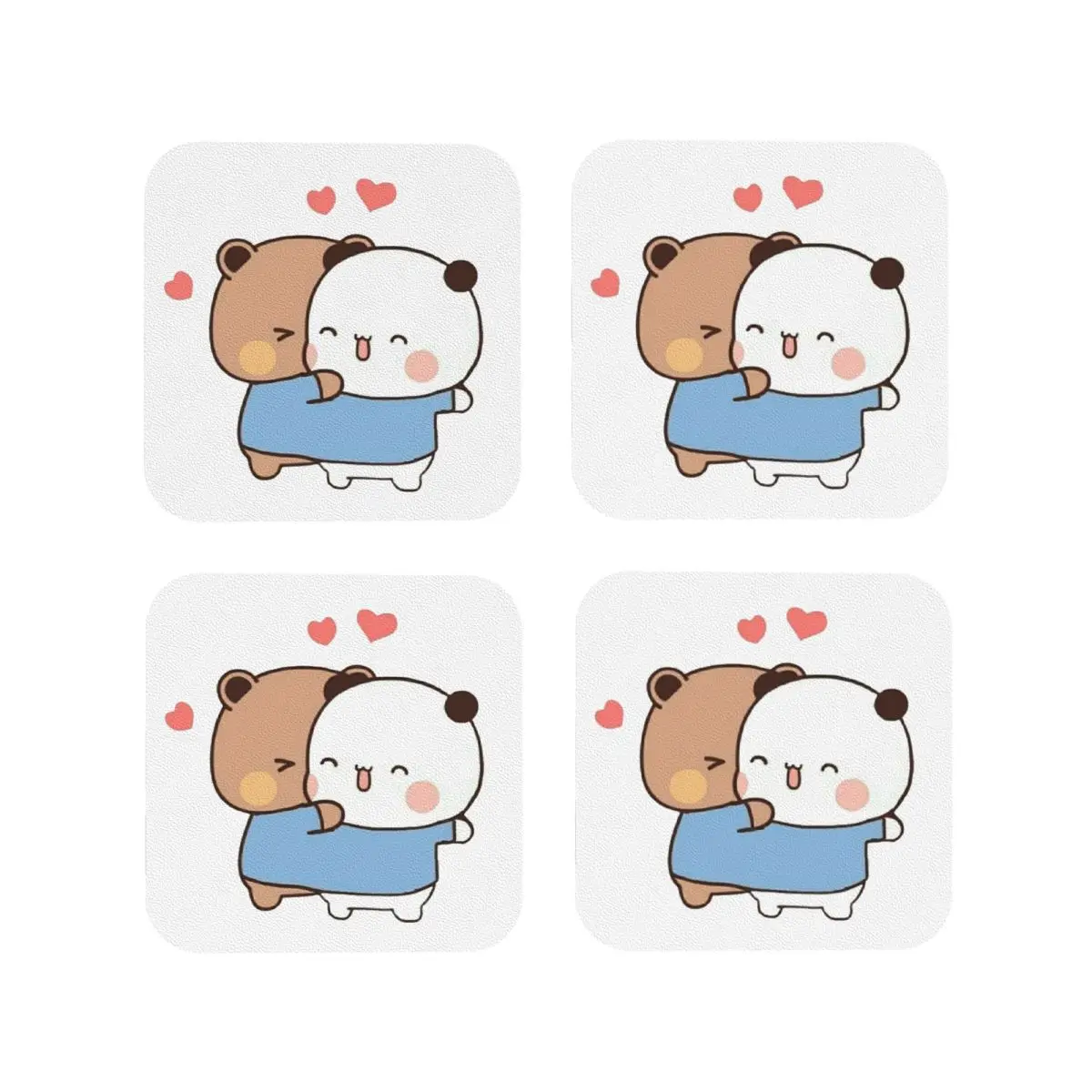 Bear And Panda Bubu Dudu Balloon Coasters Kitchen Placemats Non-slip Insulation Cup Coffee Mats Tableware Pads Set of 4 view 4