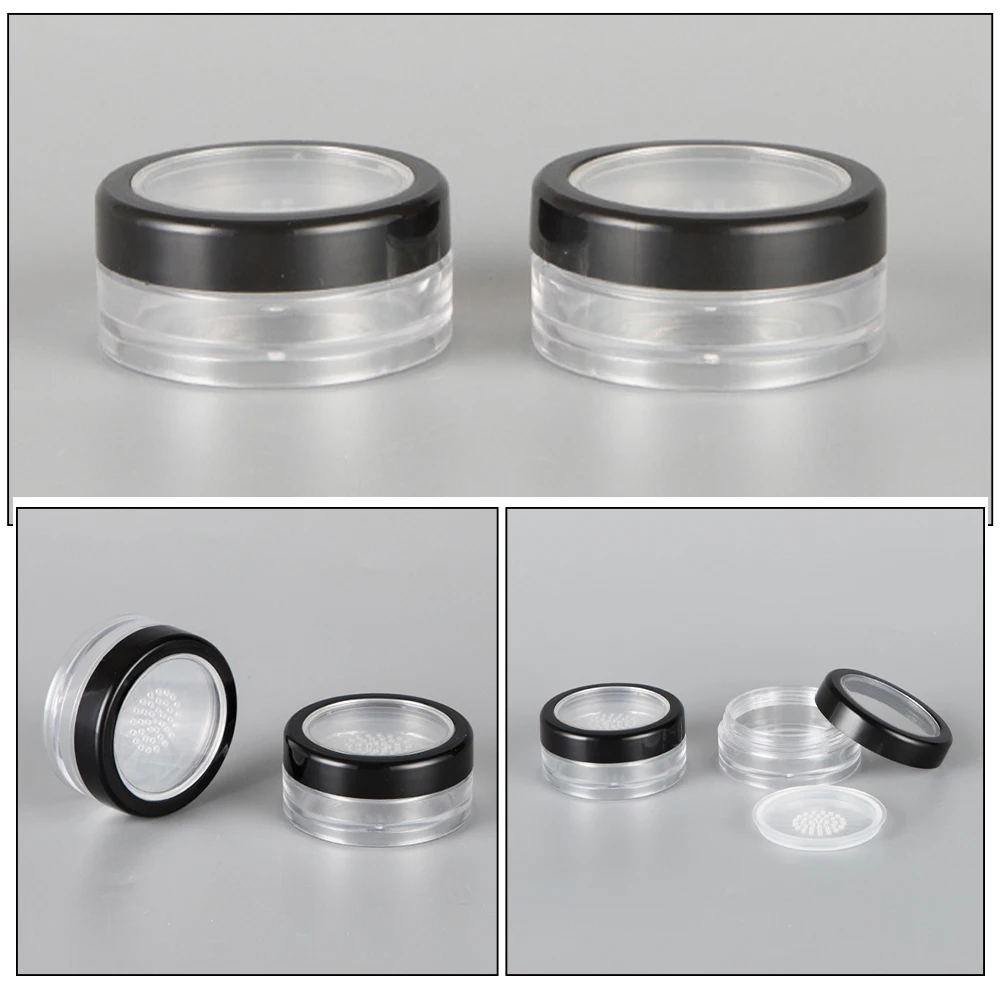 

4pcs Loose Powder Containers Translucent Reusable Travel Makeup Box Empty Face Body Dusting Talc Storage Airtight Compact