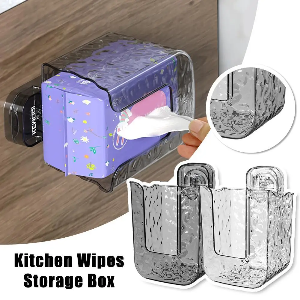 Kitchen Wipes Storage Box Household Wall Drawer Storage Box Kitchen And Bathroom Plastic Transparent Thick Wet Tissue Paper Box