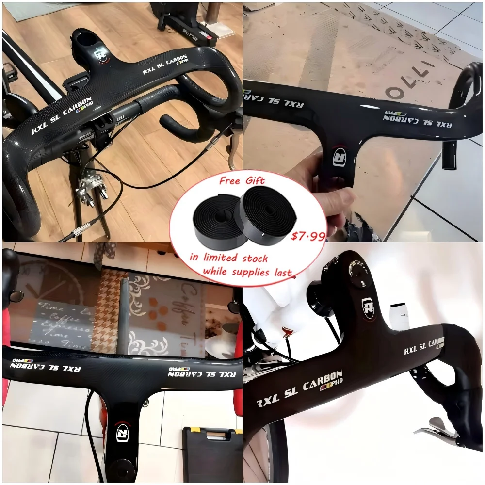 

RXL SL Integrated Handlebar Carbon,Road Bicycle Handlebar 28.6mm,Carbon Road Bike Handlebars with Stem,Internal Routing Drop bar