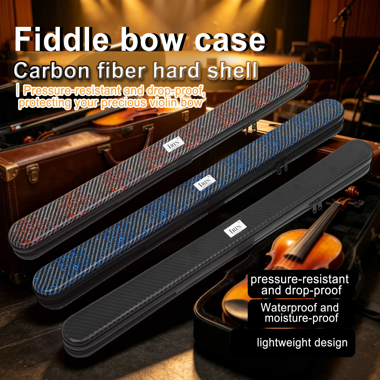 IRIN Violin Bow Case Carbon Fiber Composite Hard Shell Waterproof Anti-Crush Fiddle Bow Box 4/4 Violin Parts & Accessories