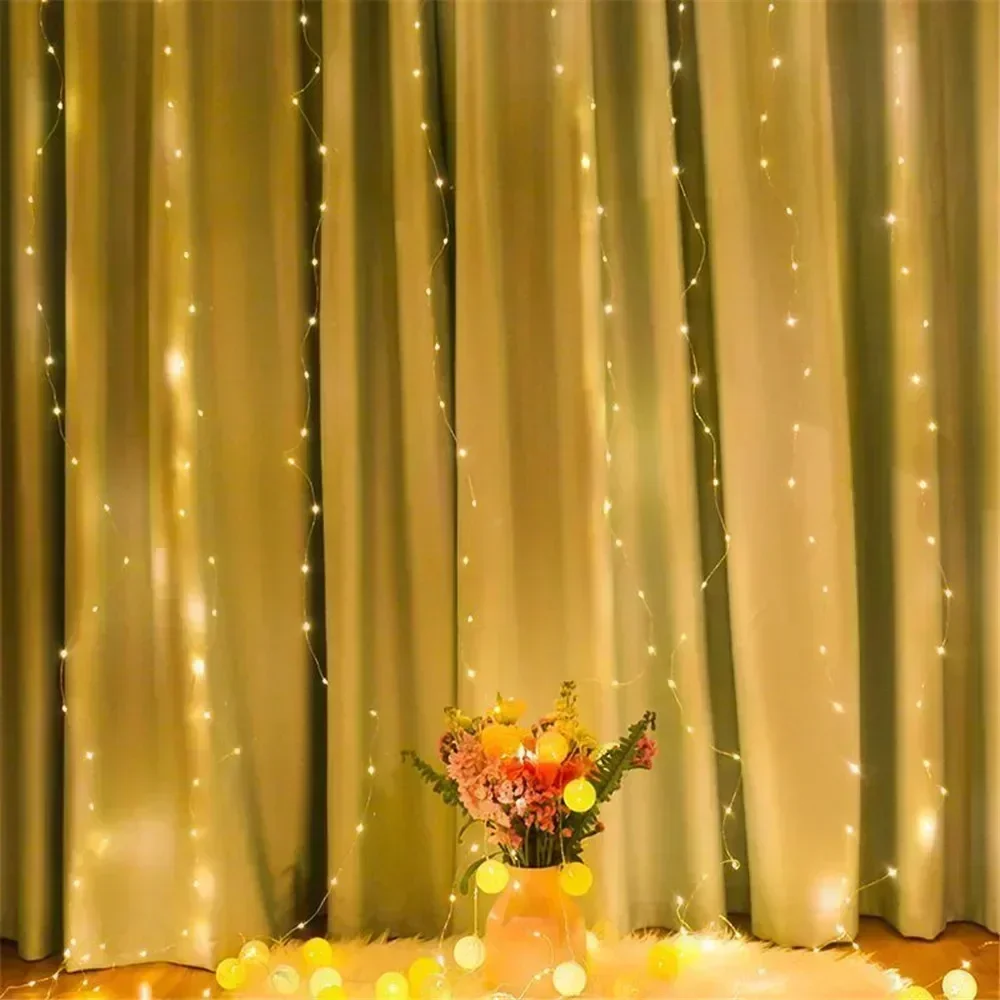 Christmas USB Curtain String Fairy Lights 8 Mode 6/3M LED Garland Remote For Party Garden Home Wedding Decoration New Year 2025