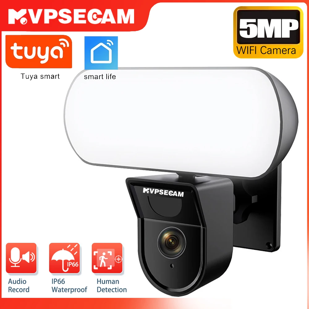 

5MP Tuya Smartlife Home Outdoor Waterproof Motion PIR Sensor Lamp Wifi Wireless IP Security WiFi Courtyard Wall Light LED Camera