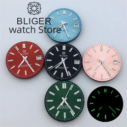 BLIGER 29mm Black Green Sky Blue Red Pink Watch Dial With Hands Green luminous For NH35 NH36 Movement