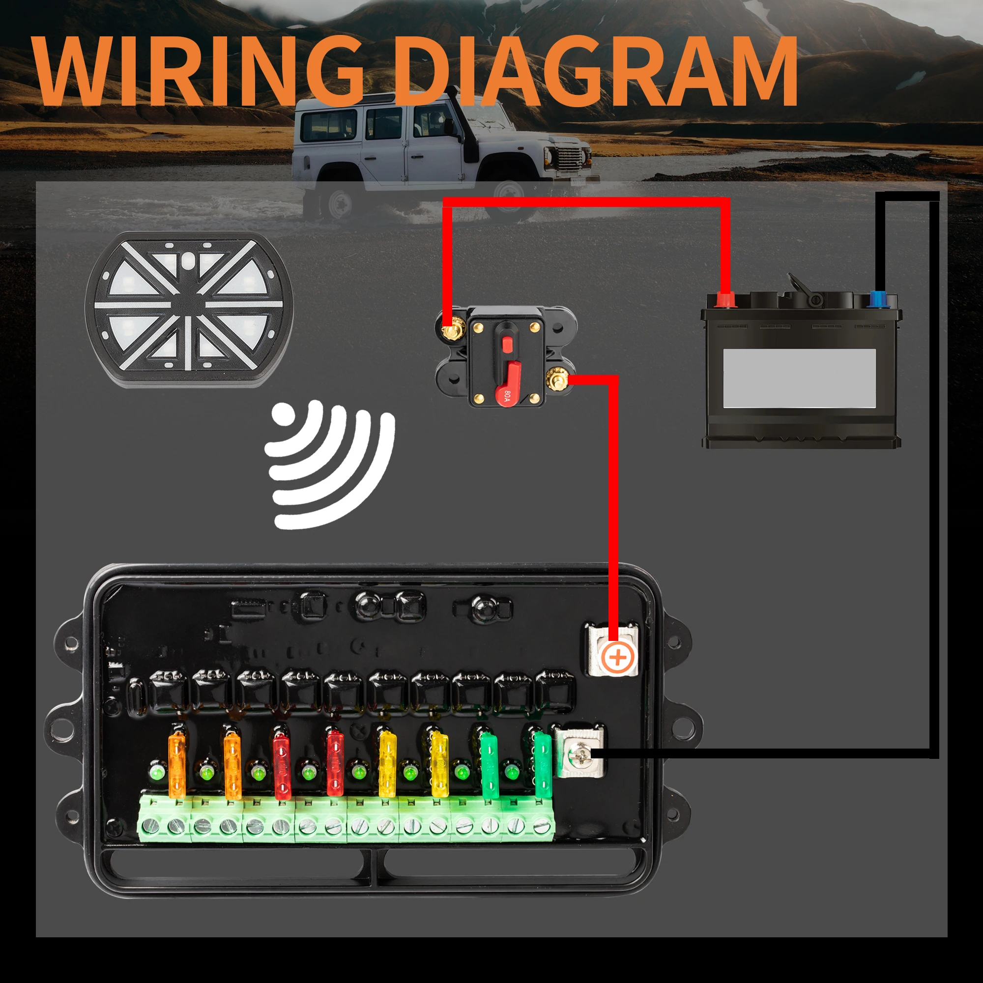 2025 رائجة البيع سيارة 12 فولت 24 فولت LED على إيقاف 8 عصابة لوحة التبديل RFB الطريق عالية الطاقة المتكاملة RGB ضوء مع التحكم اللاسلكي #1