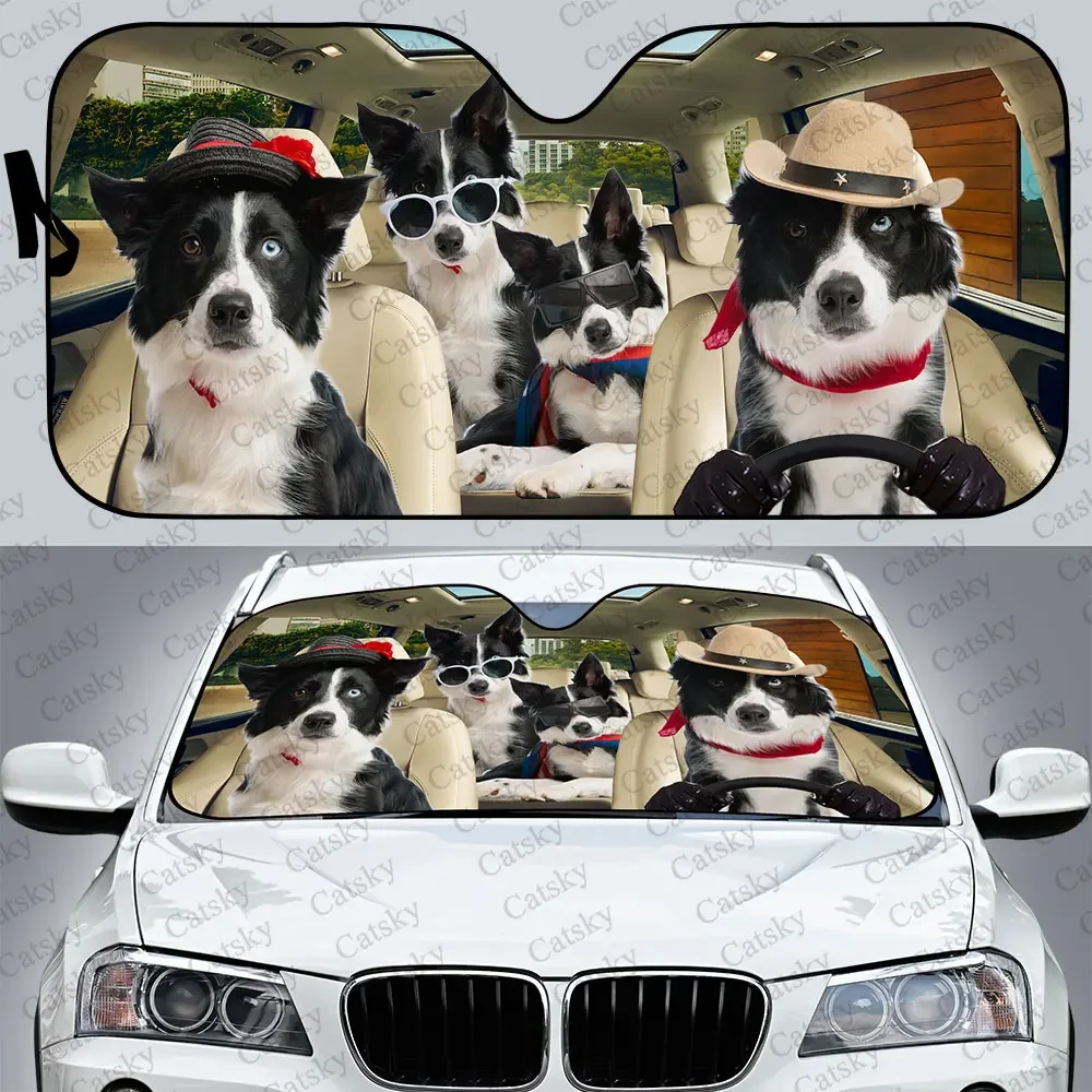 Collie Car Sunshade,Car Decor Animal Dog Lover Gift,Windscreen Sunshield for Car Window Sunshade Cover Foldable Uv Ray Reflector