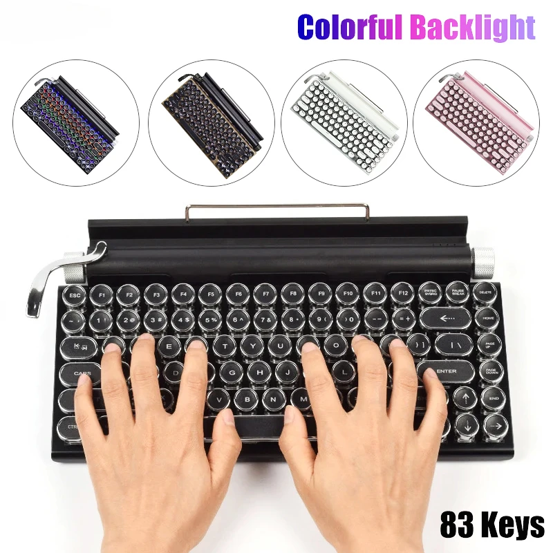 Retro Typewriter Keyboard Support Wireless Mechanical Keyboards 83 Keys Computer Keyboard Gamer For Laptop PC Gaming Keyboards