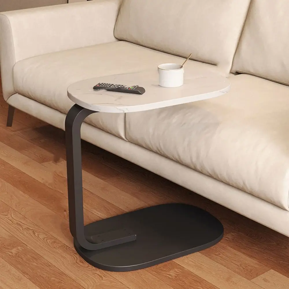 أريكة على شكل حرف C، طاولة قهوة، زاوية مستديرة ثابتة، منظم بجانب السرير، ارتفاع مريح، بيضاوي، طاولة شاي متحركة، رف منزلي