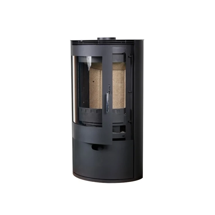 Cylindrical Indoor Freestanding 9KW Wood-burning Stove Fire Heaters Wood Fireplace