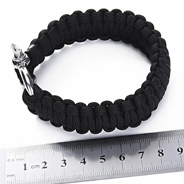 

Durable Polyester Parachute Cords Bracelet Stainless Steel Shackle 190kg Load Outdoor Survival Gear Random Color