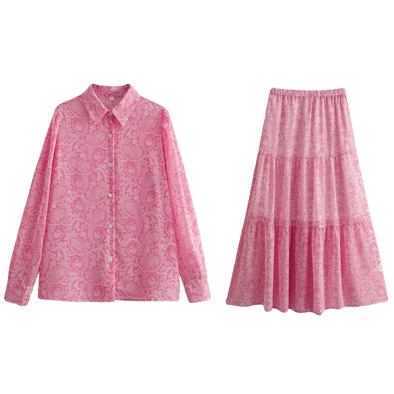 Conjunto de falda y Top de manga larga informal con estampado para mujer, conjunto e para mujeres jóvenes de 25 a 35 a...