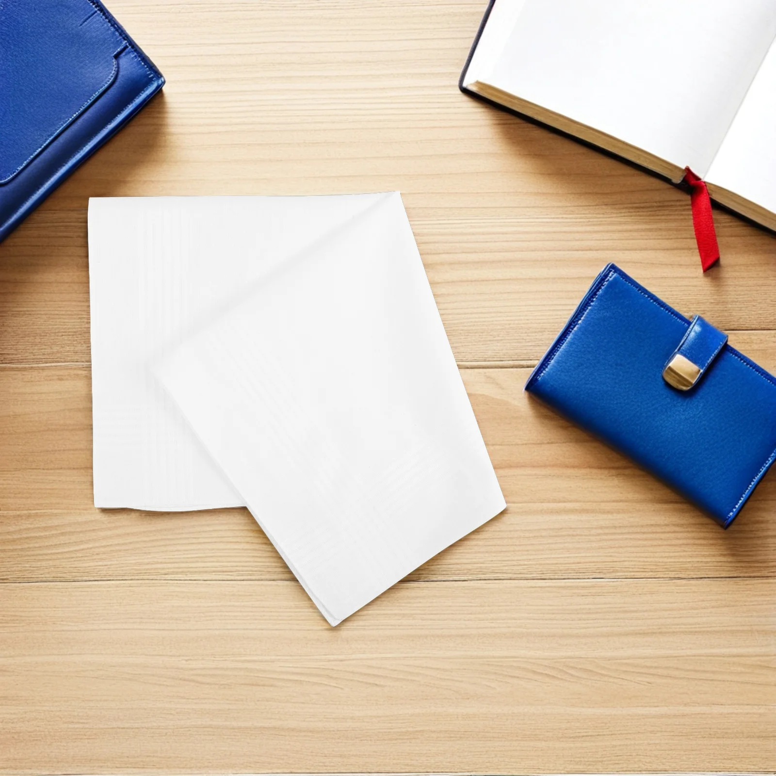 12pcs 남성용 손수건 40Cm 흰색 면 스트라이프 격자 무늬 패턴 비즈니스 정장 착용을위한 다목적 포켓 스퀘어 재사용 가능