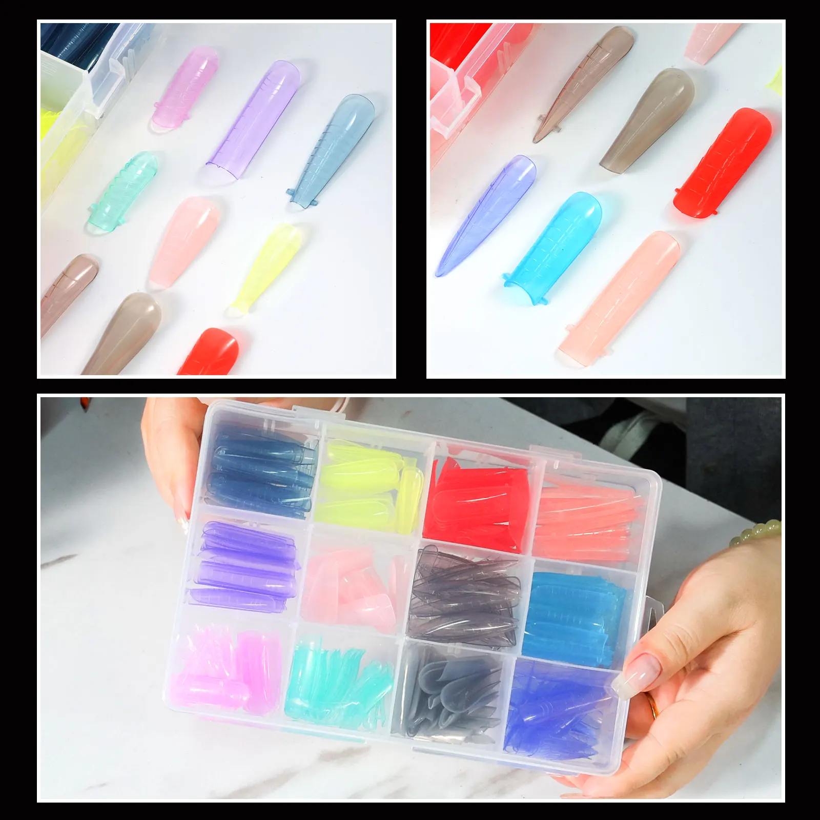 الملونة مسمار بولي أكريليك جل قوالب علوية للأظافر UV جل البولندية بناء سريع قالب نصائح كاذبة قوالب قابلة لإعادة الاستخدام 20/100/144/288 قطعة #5