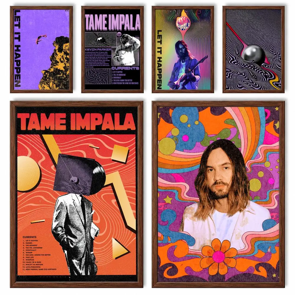 Dreamy Psychedelic Music Project Tame Impala Poster Self‑Adhesive Waterproof Sticker House  Coffee Bar Wall Art Home Decor