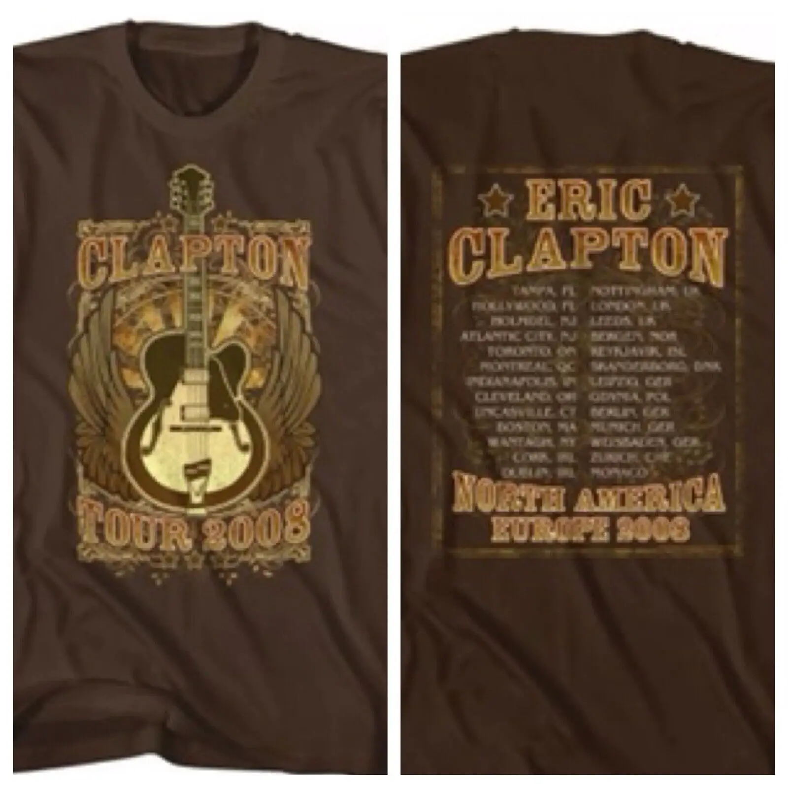 

Eric Clapton 2008 North American Tour Mens T Shirt 2 Sided Guitarist Rock Player