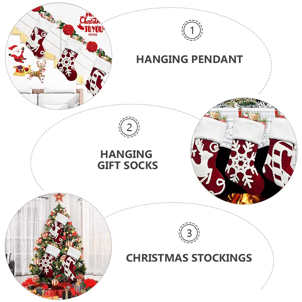 

1Pcs Christmas Sock Decor Hanging Cartoon Gift Storage Bag Candy Pouch Xmas Stocking Perfect for Home Party Decoration