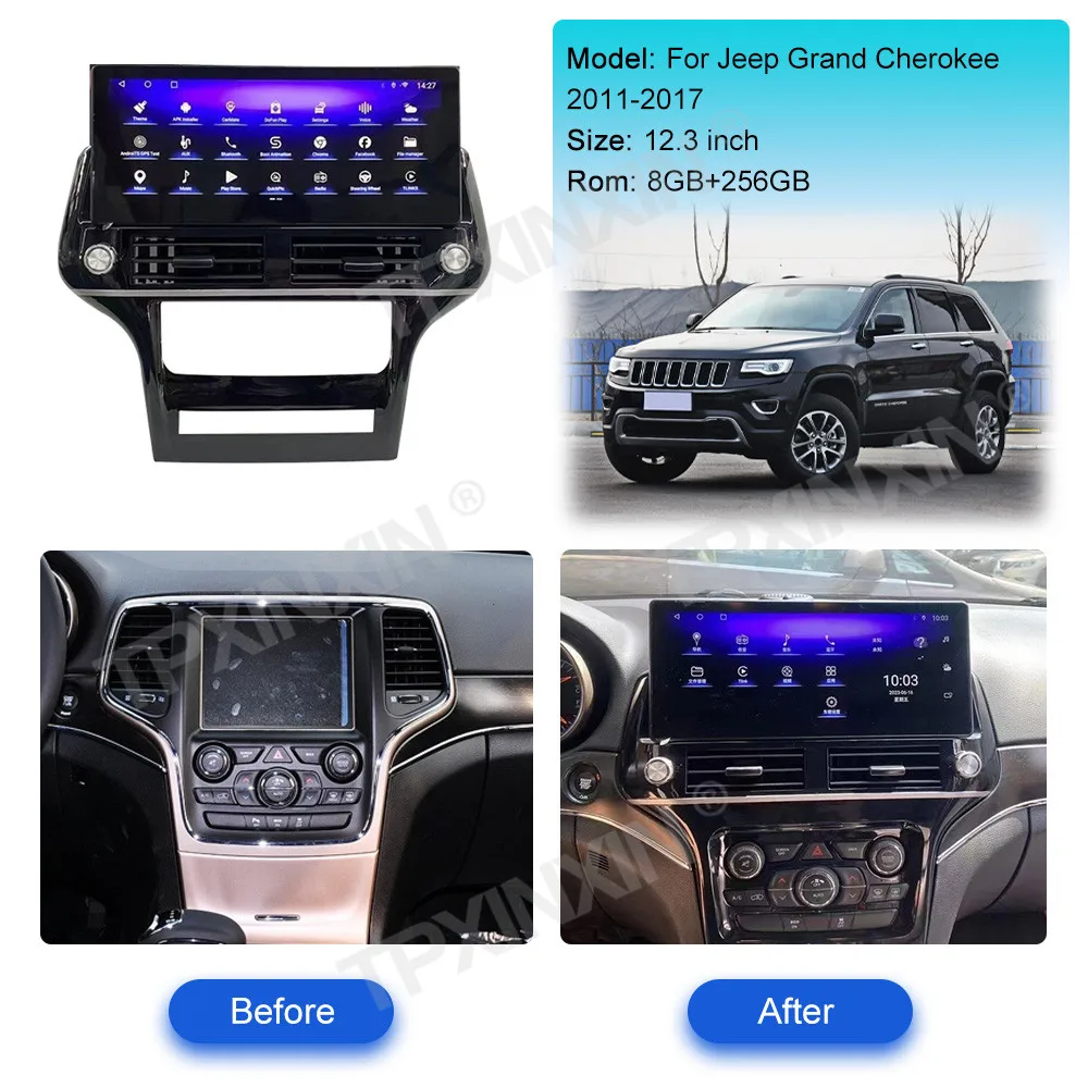 

Автомагнитола 12,3 дюйма, 128 ГГц, Android 13, для Jeep Grand Cherokee 2011-2017, GPS-навигация, мультимедийный стерео проигрыватель