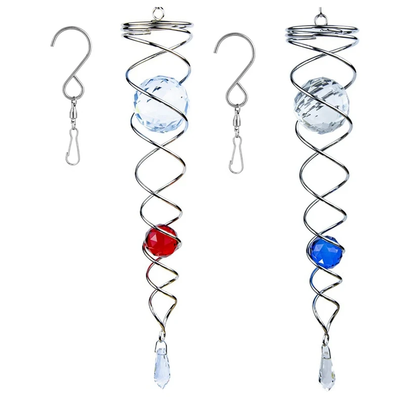 2 Piece Gazing Ball Spiral Tail Wind Spinner Stabilizer With Hanging Swivel Hook