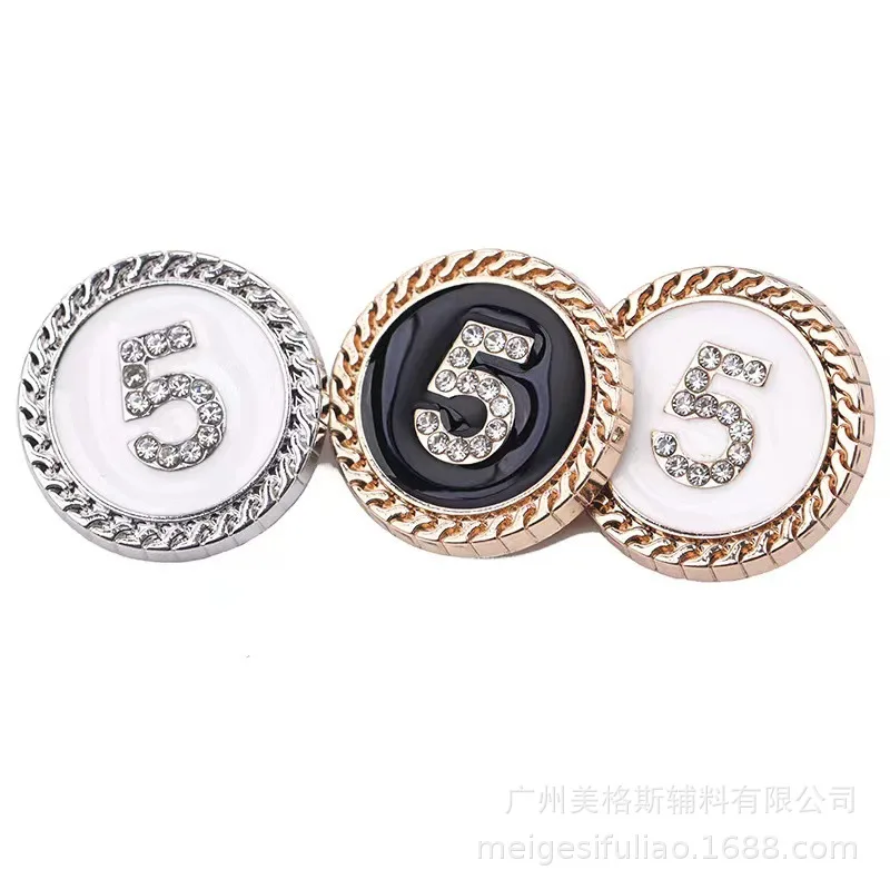 

Fashion Five-Petal Rhinestone Enamel Alloy Buttons High Shank Metal Fasteners Suit Wool Coat Sewing Accessories